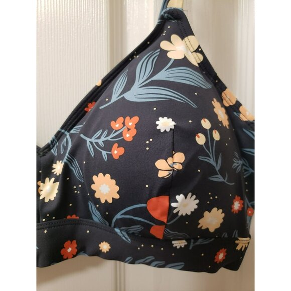 From Rachel Eco Bikini Top, XL, Navy Floral, 32" band, 3 hook adj close, Canada - Picture 2 of 11